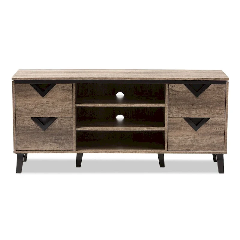 Contemporary Light Brown Wood 4-Drawer 55-Inch TV Stand by Baxton Studio