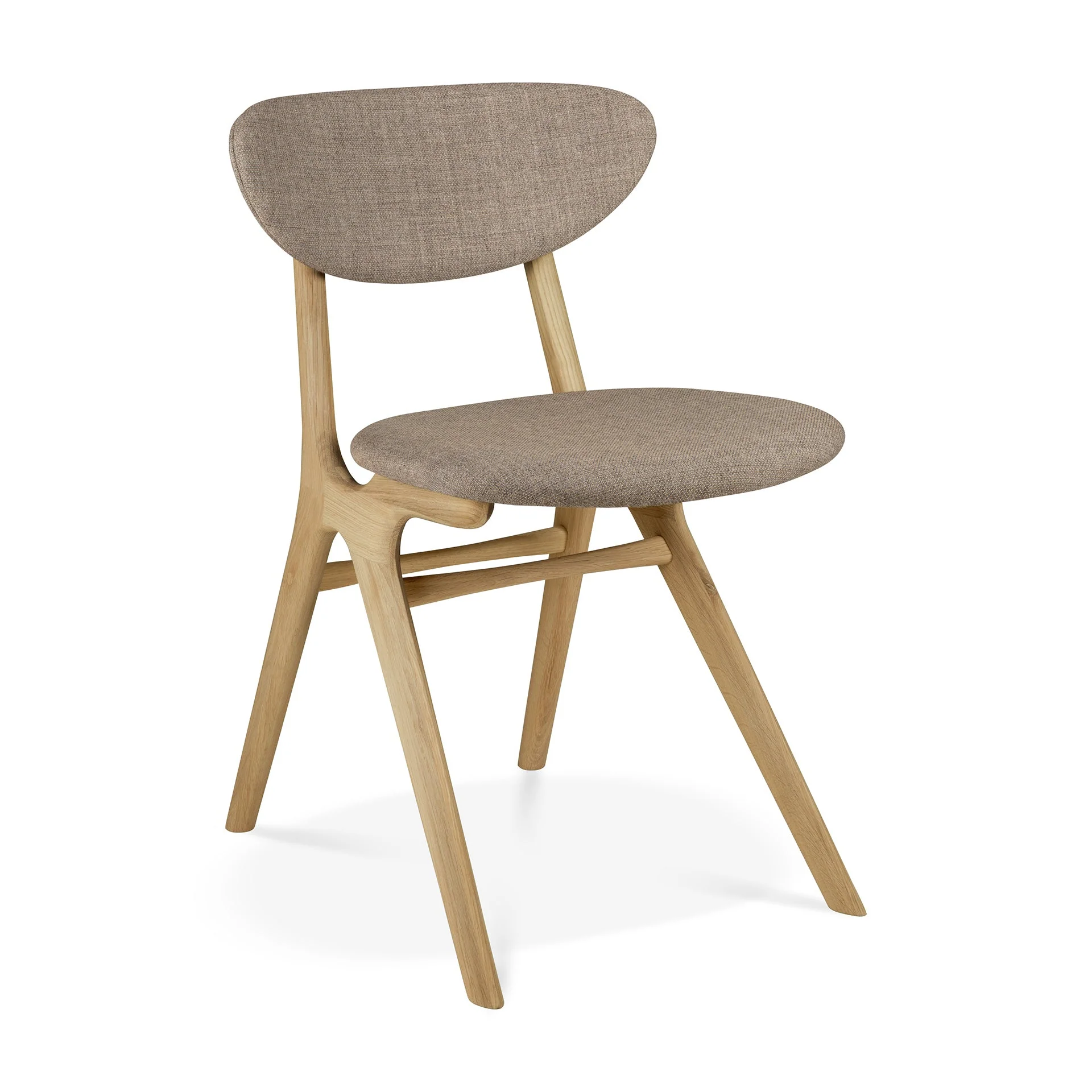 Contemporary Oak & Fabric Dining Chair with Angular Legs and Curved Backrest for Dining Rooms