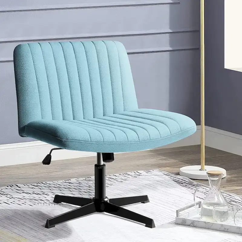 BOSSIN Criss Cross Chair Armless Office Desk Chair No Wheels,Fabric Padded Modern Swivel Vanity Chair office chair