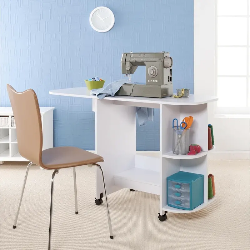 SEI Furniture White Folding Sewing Machine Table
