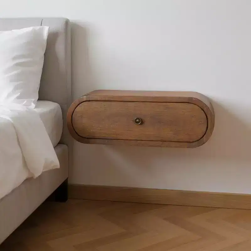 18 Chestnut Solid Wood Oval One Drawer Floating Nightstand