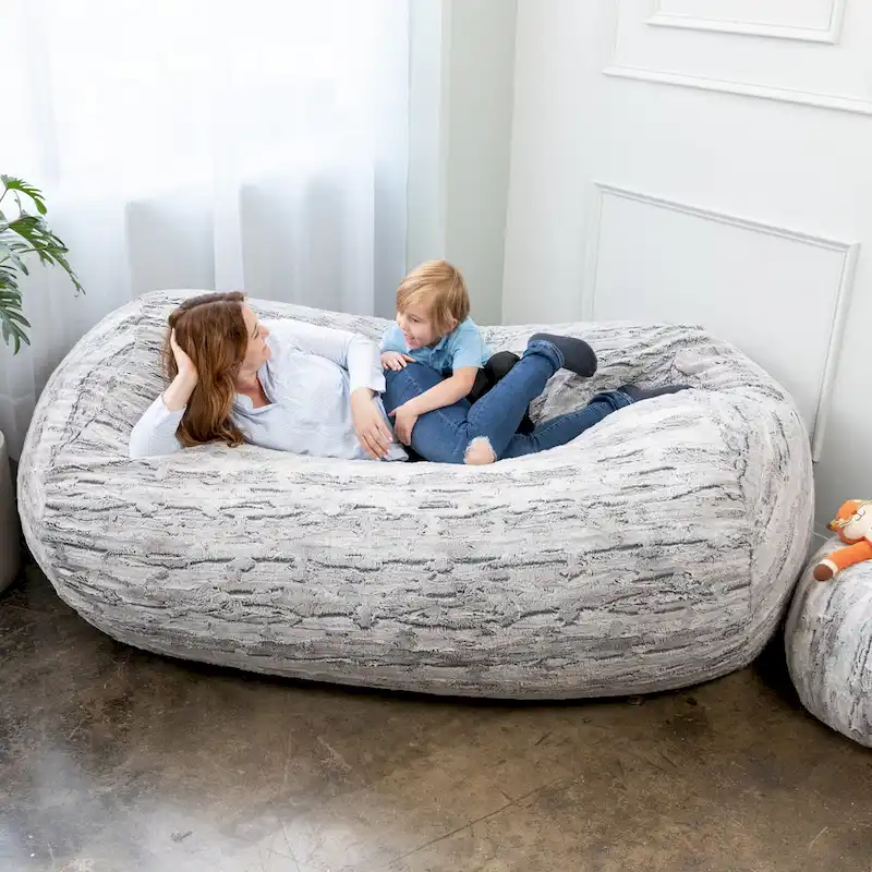 Grand Lounger 7 Foot Bean Bag Sofa For Adults - Luxe Faux Fur