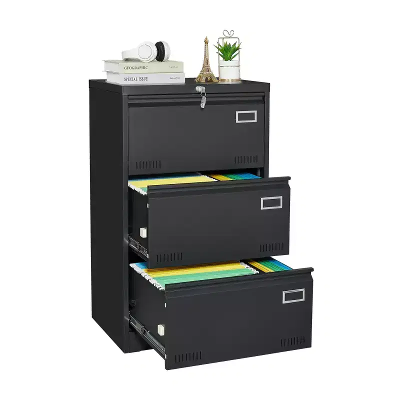 Lateral File Cabinet 3 Drawer, Filing Cabinets with Lock, Locking Metal File Cabinets for Home Office