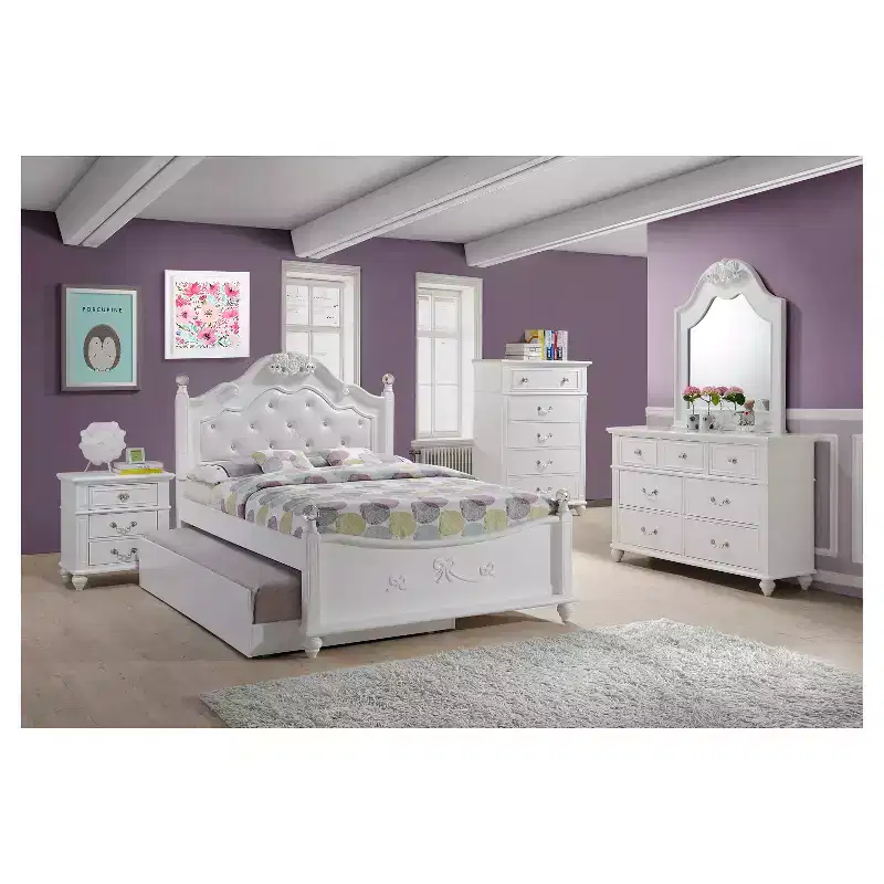 Annie Vertical Dresser White - Picket House Furnishings: 5-Drawer Storage, Crystal Handles, MDF & Rubberwood