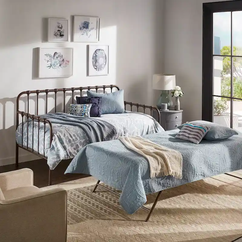 Metal Daybed with Lift-up Trundle