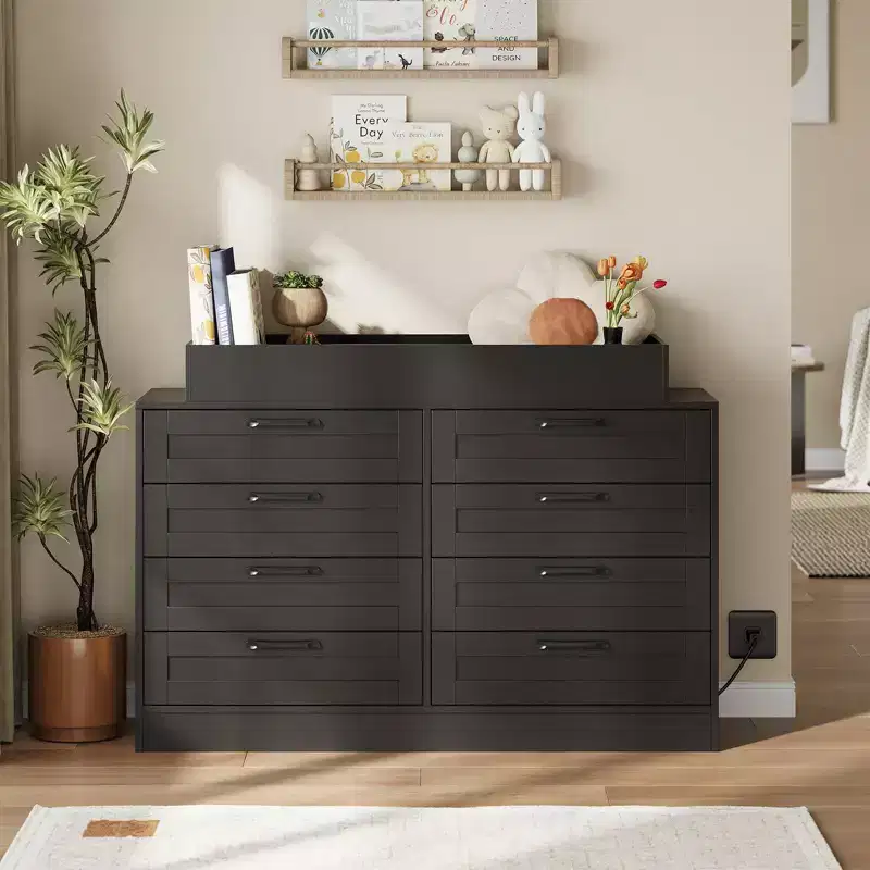 Zstar 5 Dresser for Bedroom, 41.3 Tall Vertical Drawer Dresser with Storage Freestanding, Wooden Closet Storage Chest for Living Room, White