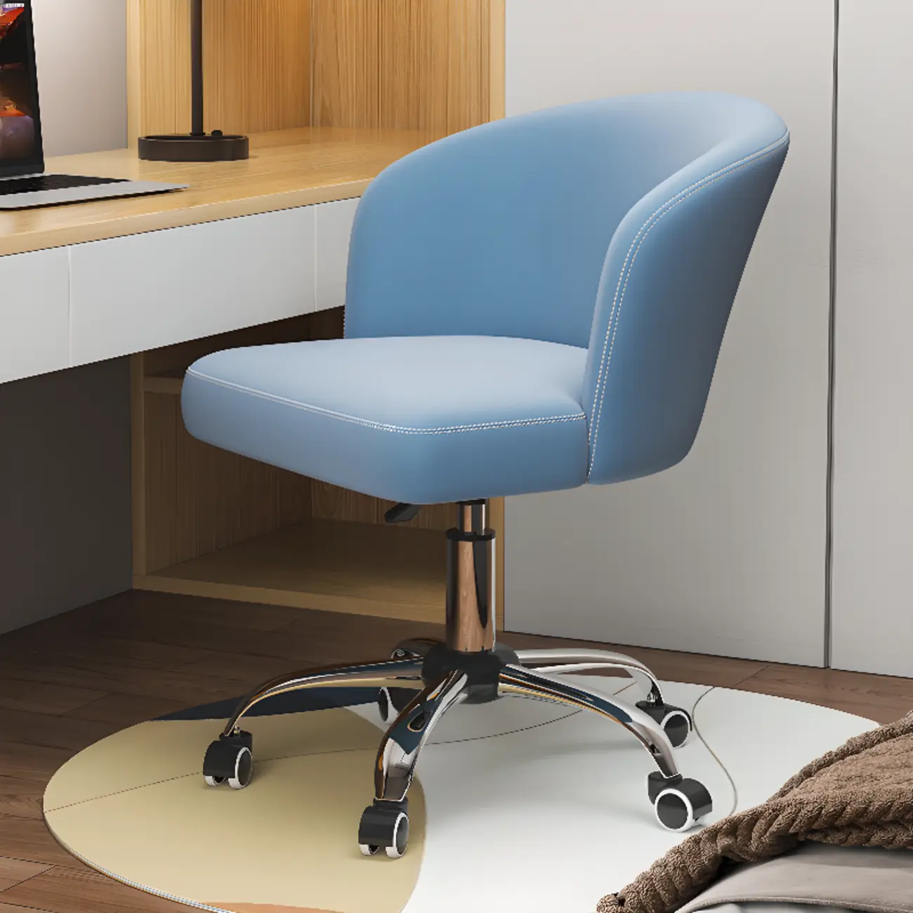 Elegant Orange Leather Swivel Office Chair