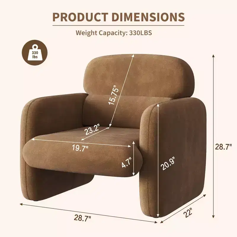 GustoWave Modern Sofa Accent Chair with Wood Frame, Comfy Single Reading Armchair for Living Room, Bedroom, Apartment