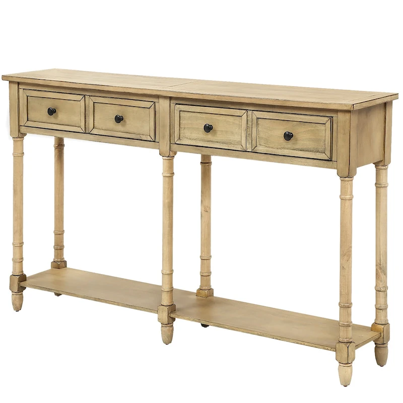 Console Table Sofa Table Easy Assembly with Two Storage Drawers and Bottom Shelf for Living Room, Entryway