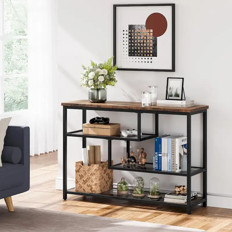 4-Tier Console Table with Storage Shelves