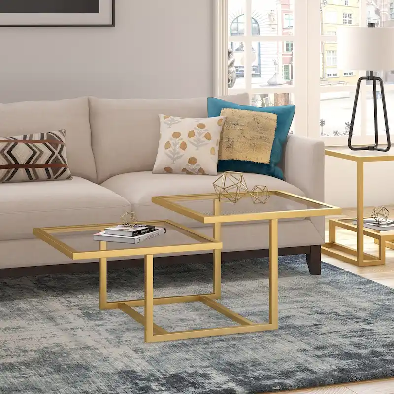 Silver Orchid Solm Two-Tier Gold Coffee Table