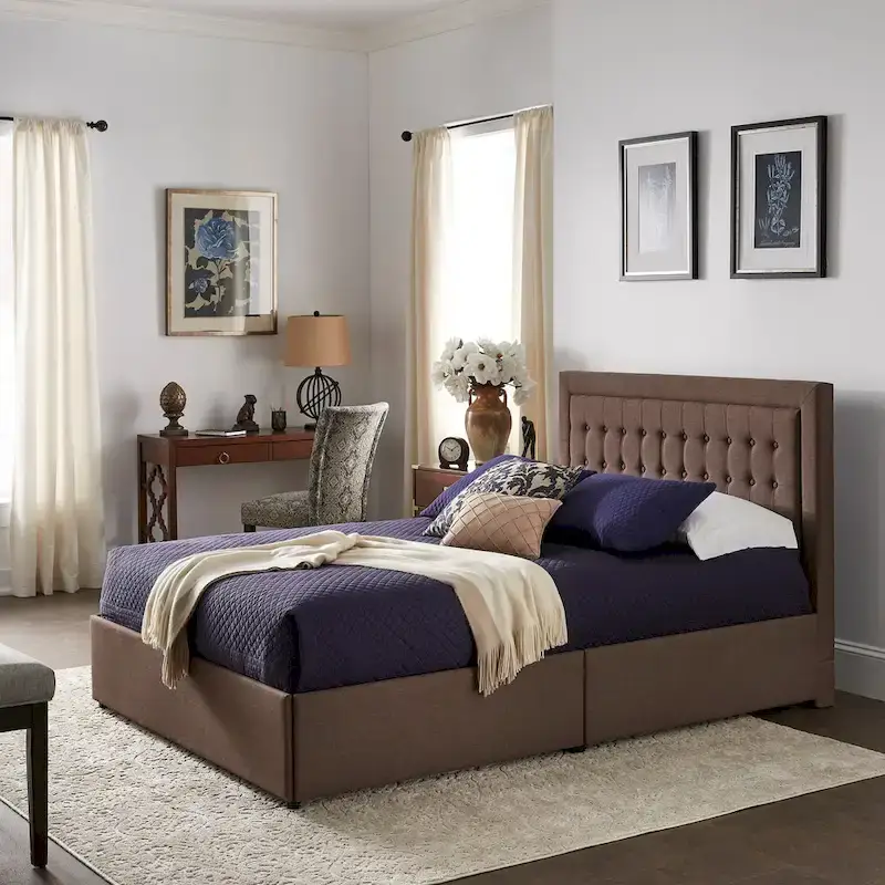 Arlert Tufted Linen Headboard Storage Platform Bed by iNSPIRE Q Classic