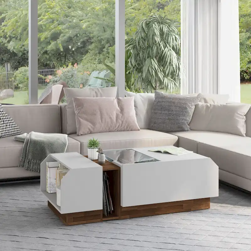 Podd Contemporary White 49-inch 3-Shelf Coffee Table by Furniture of America