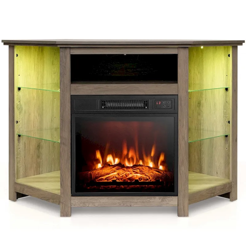 Fireplace TV Stand with LED Lights & Electric Fireplace
