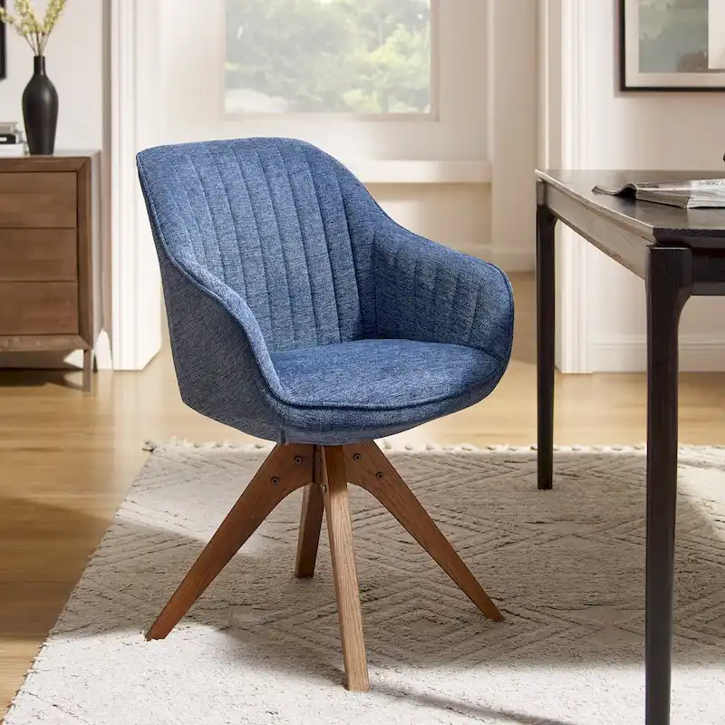 Mid-Century Modern Swivel Accent Chair with Beech Wood Legs – 360° Swivel, 330 lbs