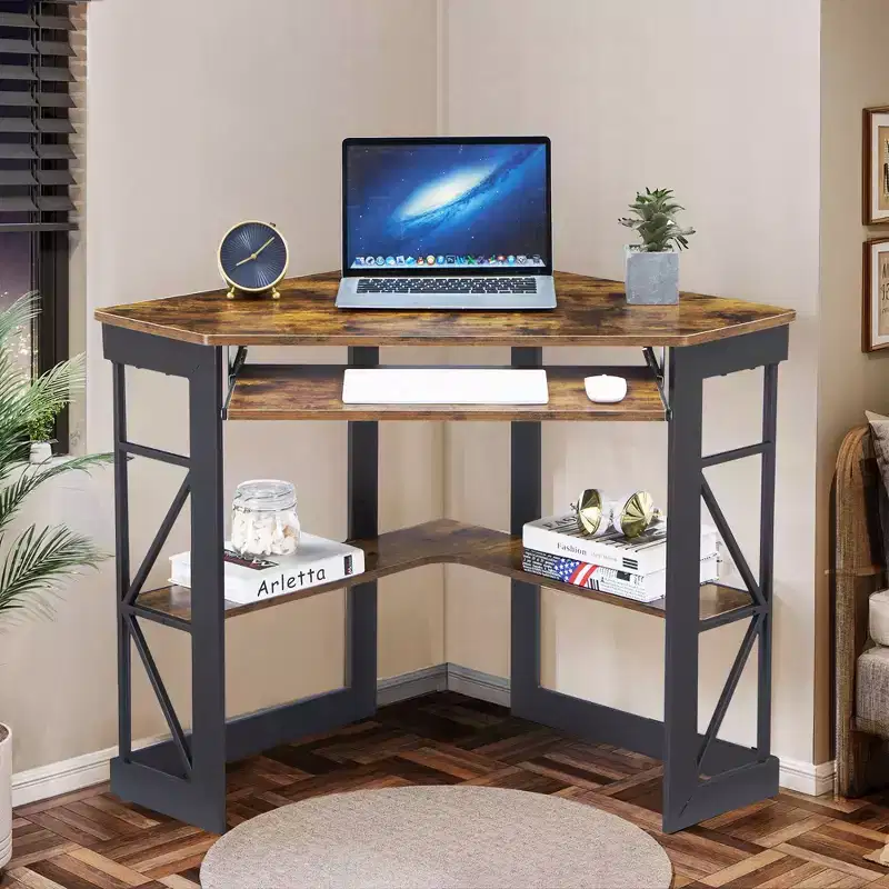 Corner Computer Desk with Charging Station – Multiple Colors, 1 Person
