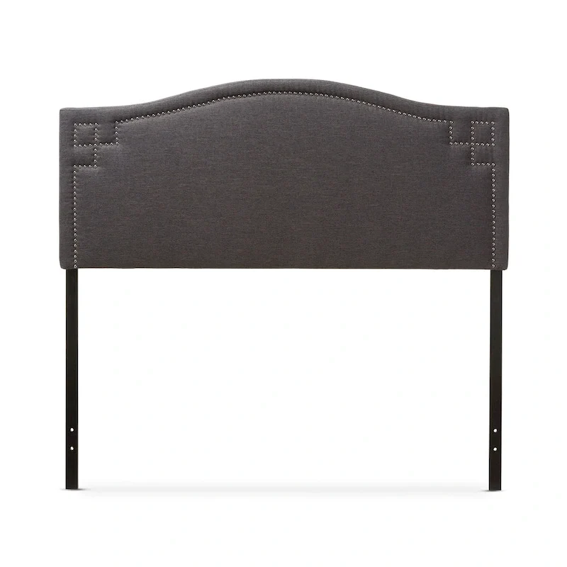 Modern Dark Grey Upholstered Camelback Headboard