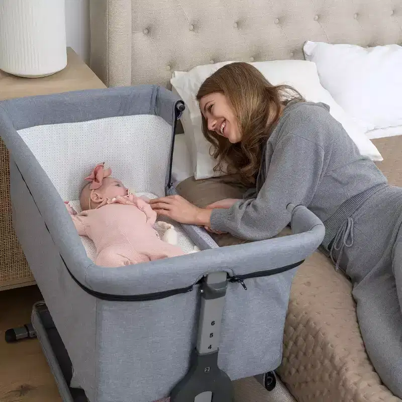 3-in-1 Portable Baby Crib - Adjustable Height, Removable Bassinet, and Swing Crib for Newborns & Toddlers