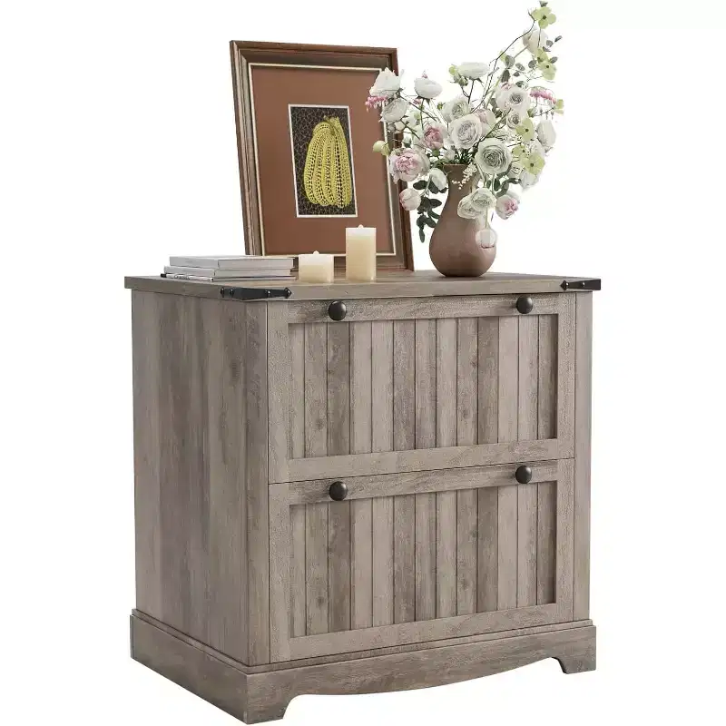2 Drawer File Cabinet,Lateral File Cabinet with Hanging File Folders for a4/Letter/Legal Size Documents,Wood Rustic Storage Cabinet for Home Office