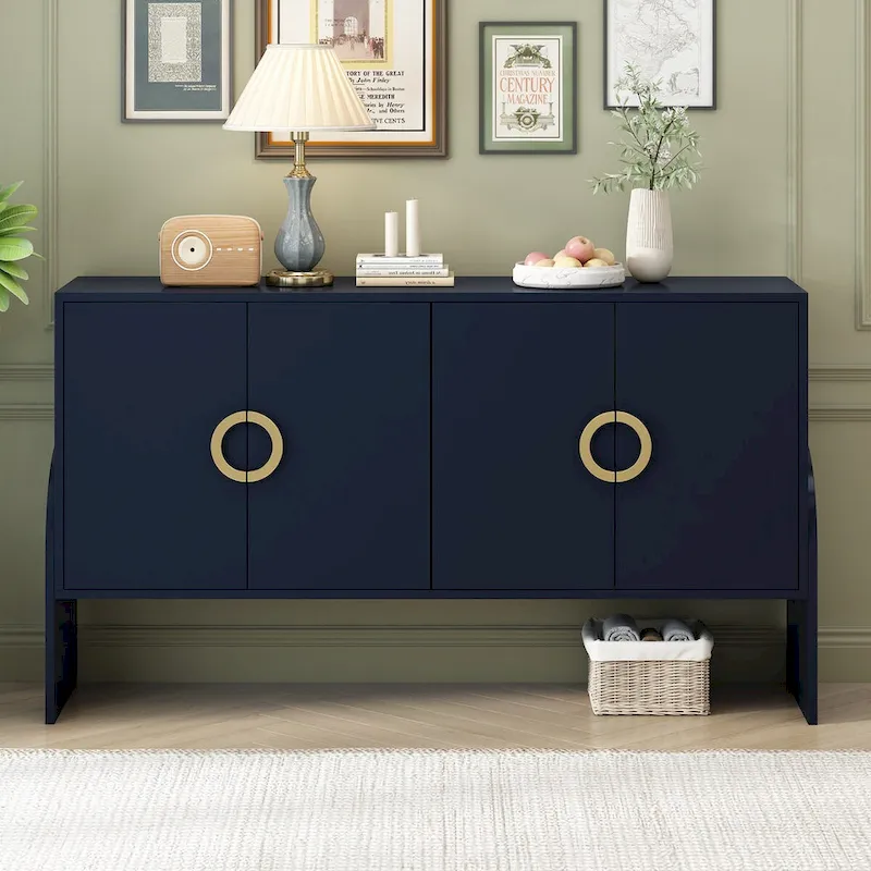 Four-Door Metal Handle Storage Cabinetd for Living room Bedroom
