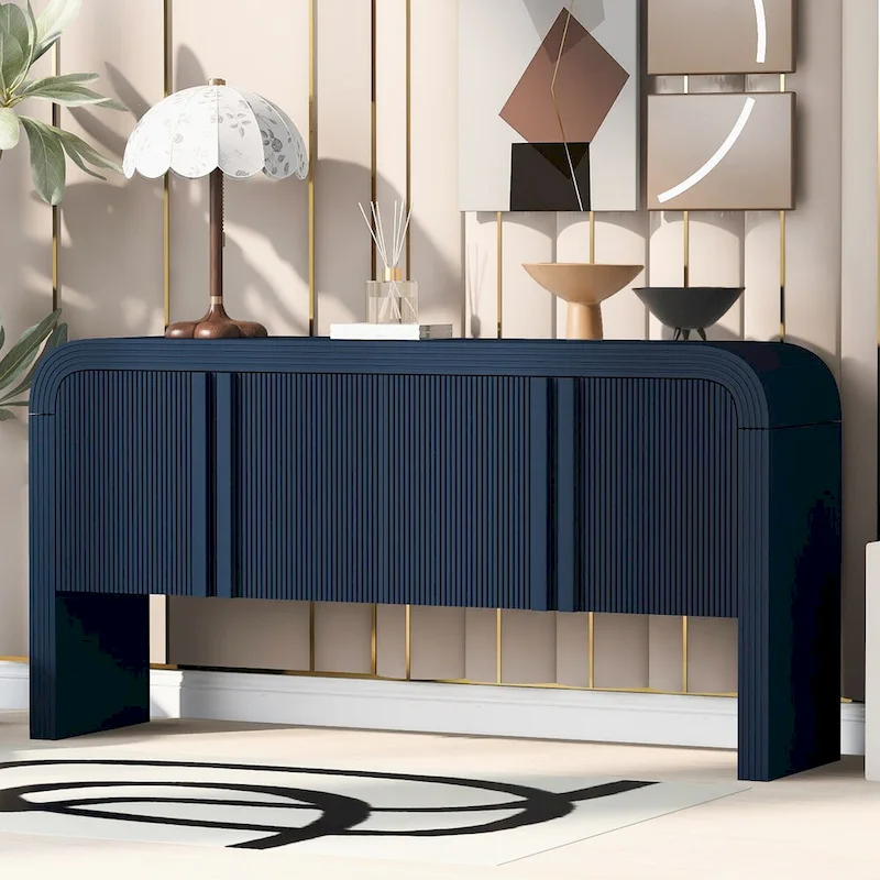 Striped Storage Cabinet with 4 Doors