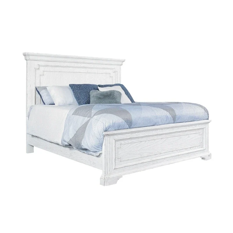 Wood Panel Bed, White Mist