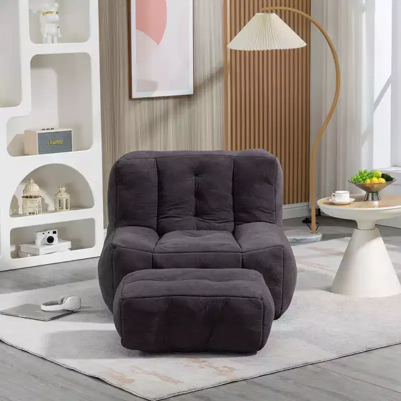 TUYOHW Bean Bag Chair and Ottoman Set, Memory Foam Floor Chair for Ultimate Comfort, Lazy Sofa Chair for Reading Room, Living Room