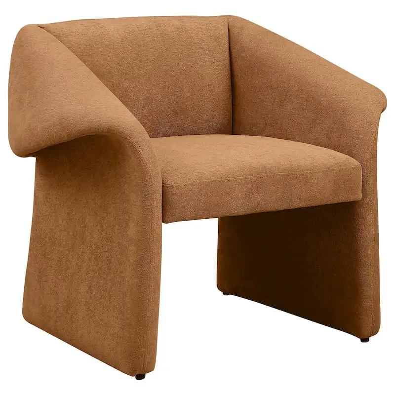 Allena Accent Chair, Contemporary Sloped Arms, Honey Orange Fabric