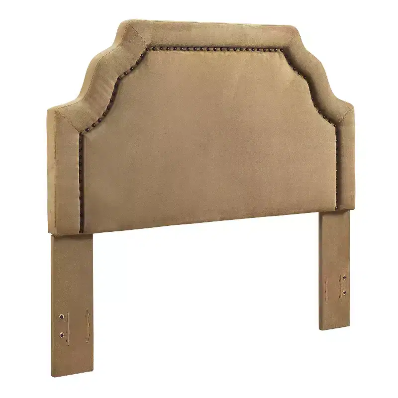 King/California King Keystone Headboard with Nailhead Trim - : Antique Brass Detail, Transitional Style