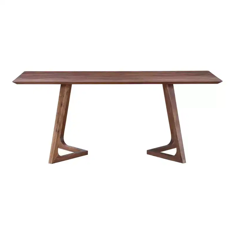 Grizzly Flats Dining Table Rectangular Walnut - Alder Bay: Modern Style, Seats 8, Wood Double Pedestal Base