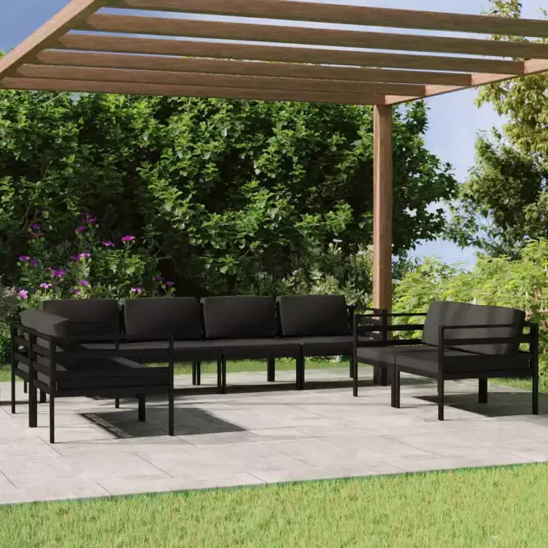 vidaXL Patio Lounge Set Outdoor Sectional Sofa Set Table Aluminum Anthracite