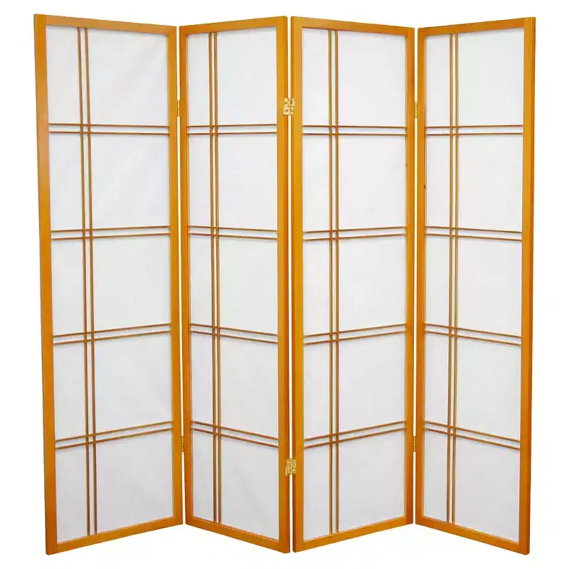 5 ft. Tall Double Cross Shoji Screen (4 Panels) - Oriental Furniture