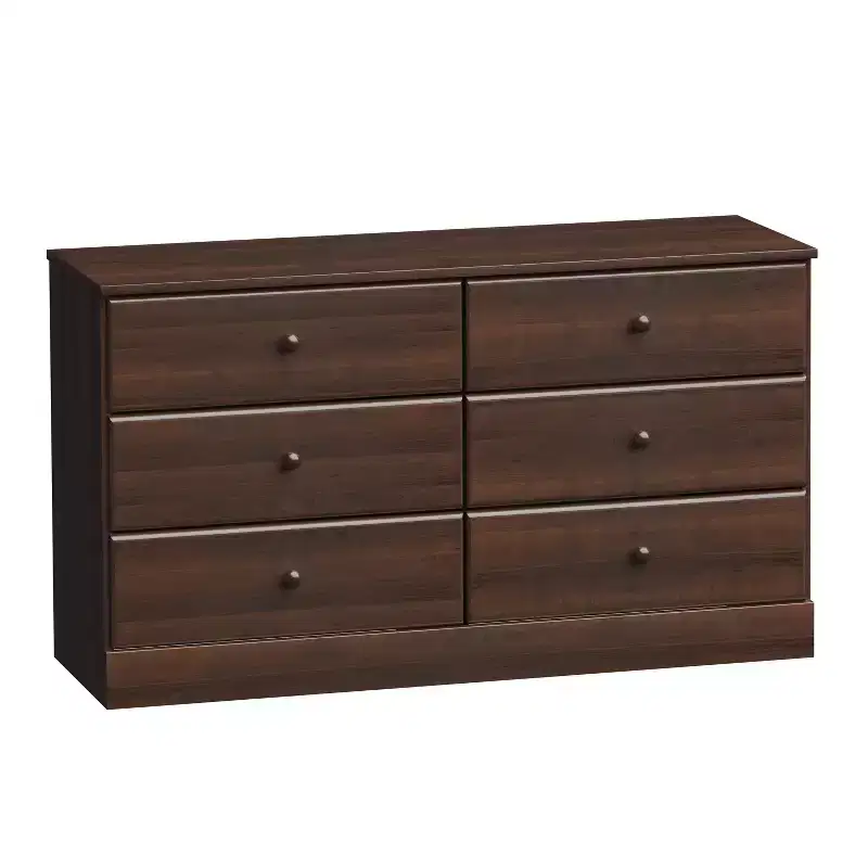 26.85 Prepac Astrid 6 Drawer Double Dresser for Bedroom Wide Chest of Drawers Bedroom Furniture Espresso