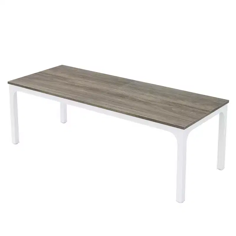 HomeRoots 46 Gray and White Wood and Iron Dining Table