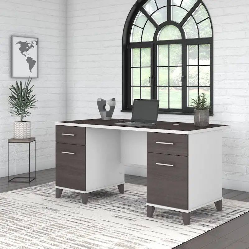 60W Office Computer Desk with Drawers