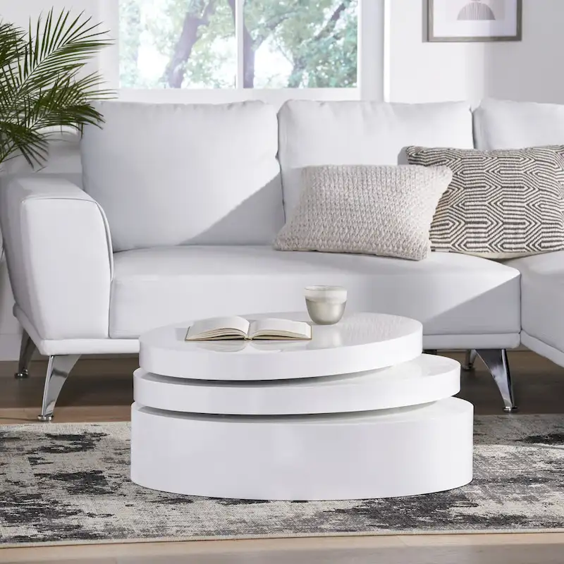 Small Oval Mod Rotatable Coffee Table by