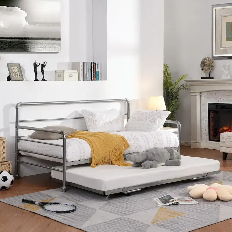Twin Size Daybed with Adjustable Trundle