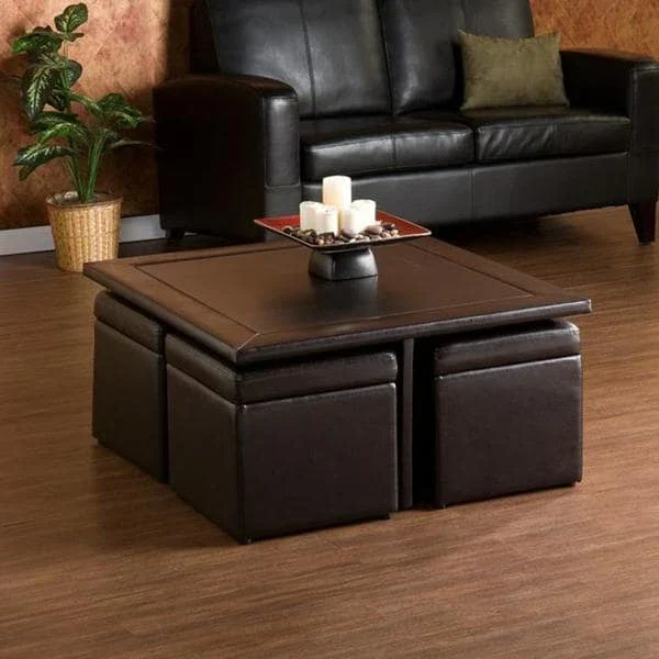 Crestfield Dark Brown Coffee Table / Storage Ottoman