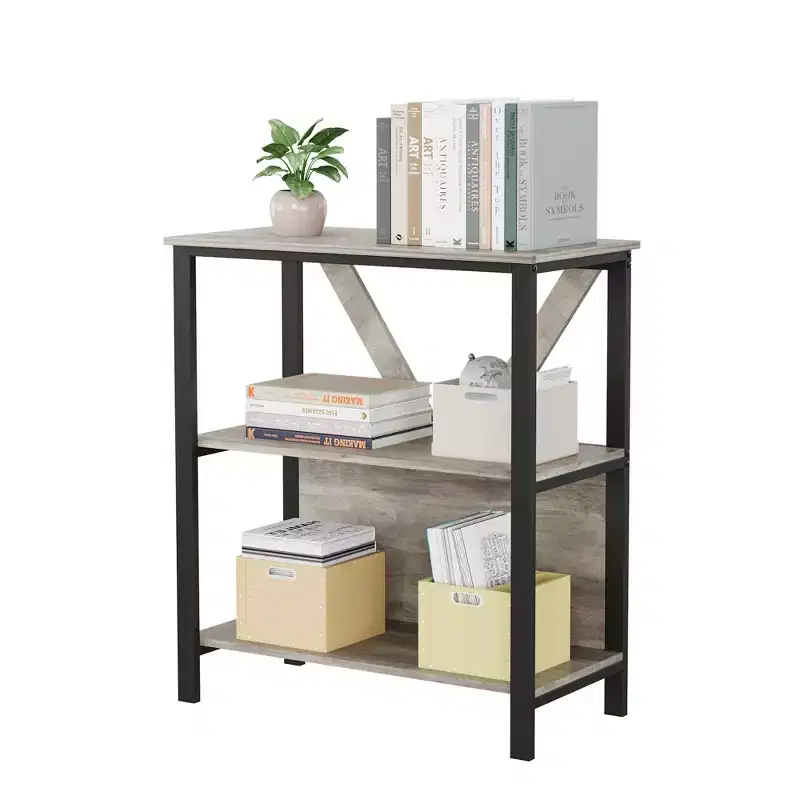 3/4/5 Tier Book Shelf with LED Lights, Industrial Metal Display Book Case, Heavy Duty Open Book Shelf Storage Organizer, for Bedroom Office