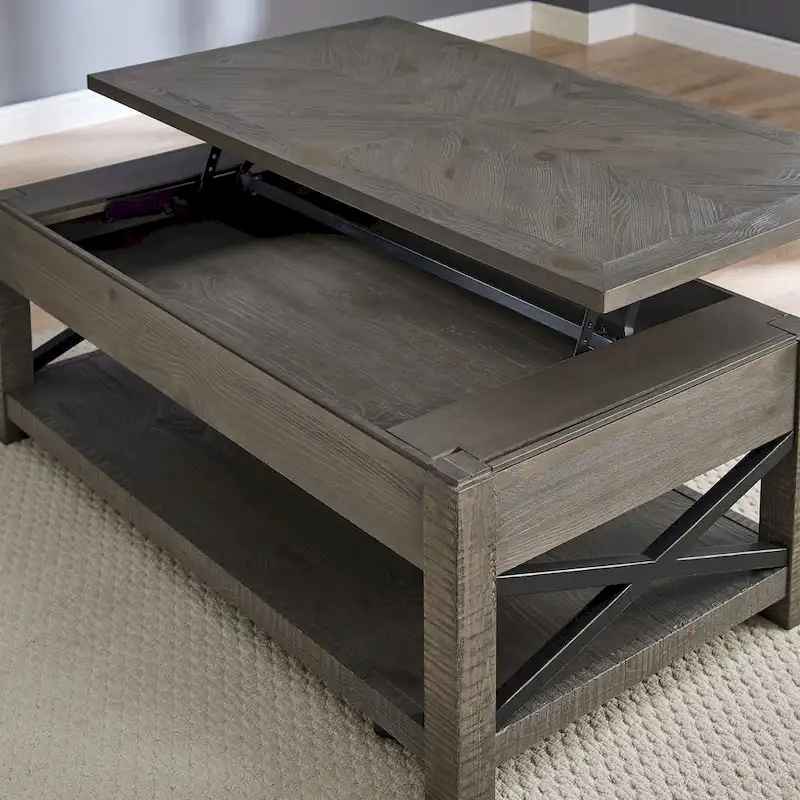 Dawson Distressed Driftwood Lift-Top Coffee Table
