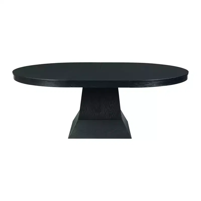 Mara Oval Extendable Dining Table Dark Oak - Picket House Furnishings: Modern Pedestal, Seats Up to 8, 2 Leaves