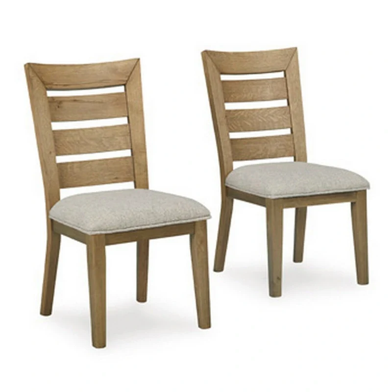 24 Inch Dining Chair, Cushioned, Curved Ladder Back, Brown